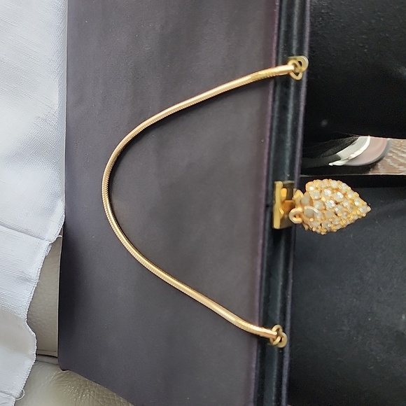 Vintage Unbranded Black Satin Evening Bag W/ Gorgeous Faux Diamond Clasp, $40 - Picture 7 of 10